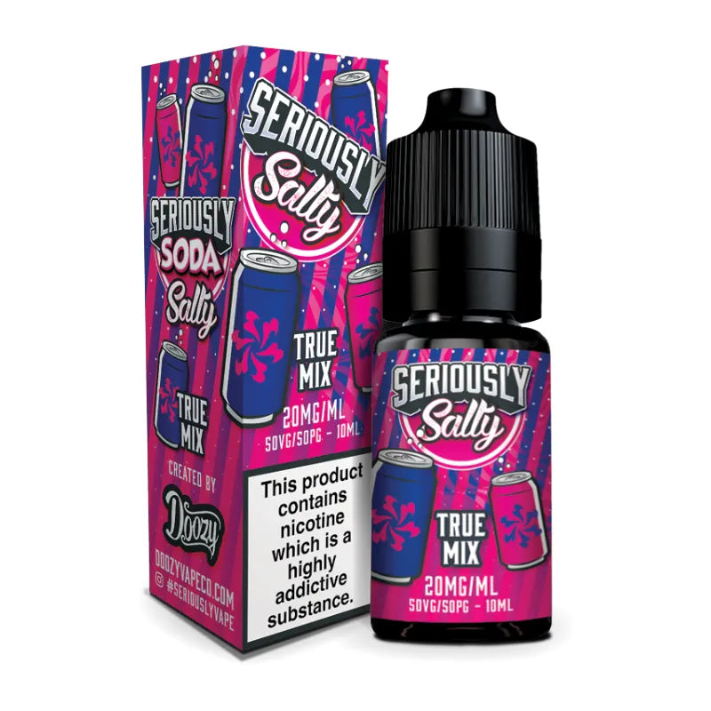 Seriously Salty vape juice bottle and packaging on a white background