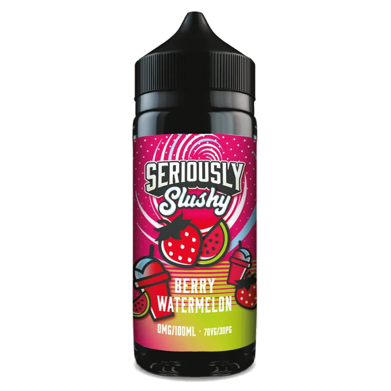 Seriously Slushy Berry Watermelon vape juice bottle on a white background