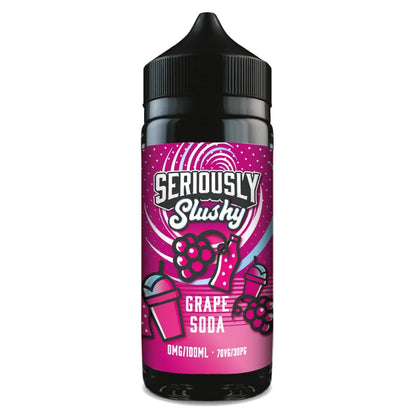 Seriously Slushy Grape Soda e-liquid bottle with pink label on white background