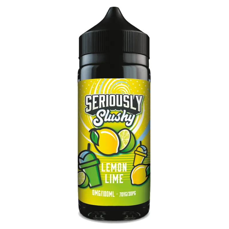 Seriously Slushy Lemon Lime vape juice bottle on a white background