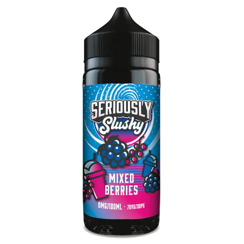 Seriously Slushy Mixed Berries vape juice bottle on a white background