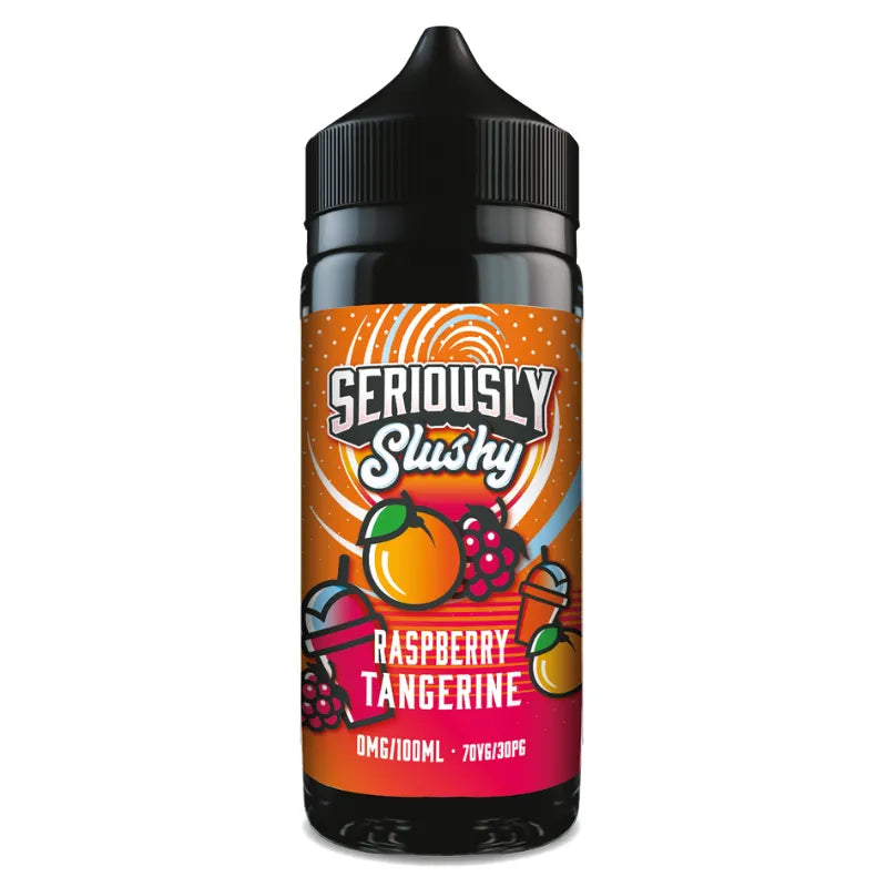 Seriously Slushy Raspberry Tangerine vape juice bottle on a white background