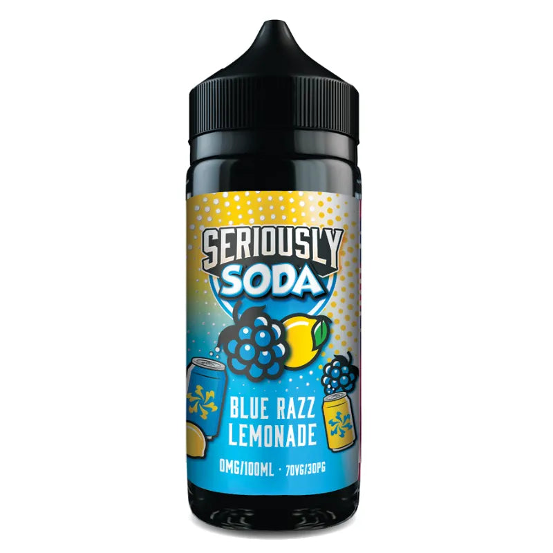 Seriously Soda Blue Razz Lemonade bottle on a white background