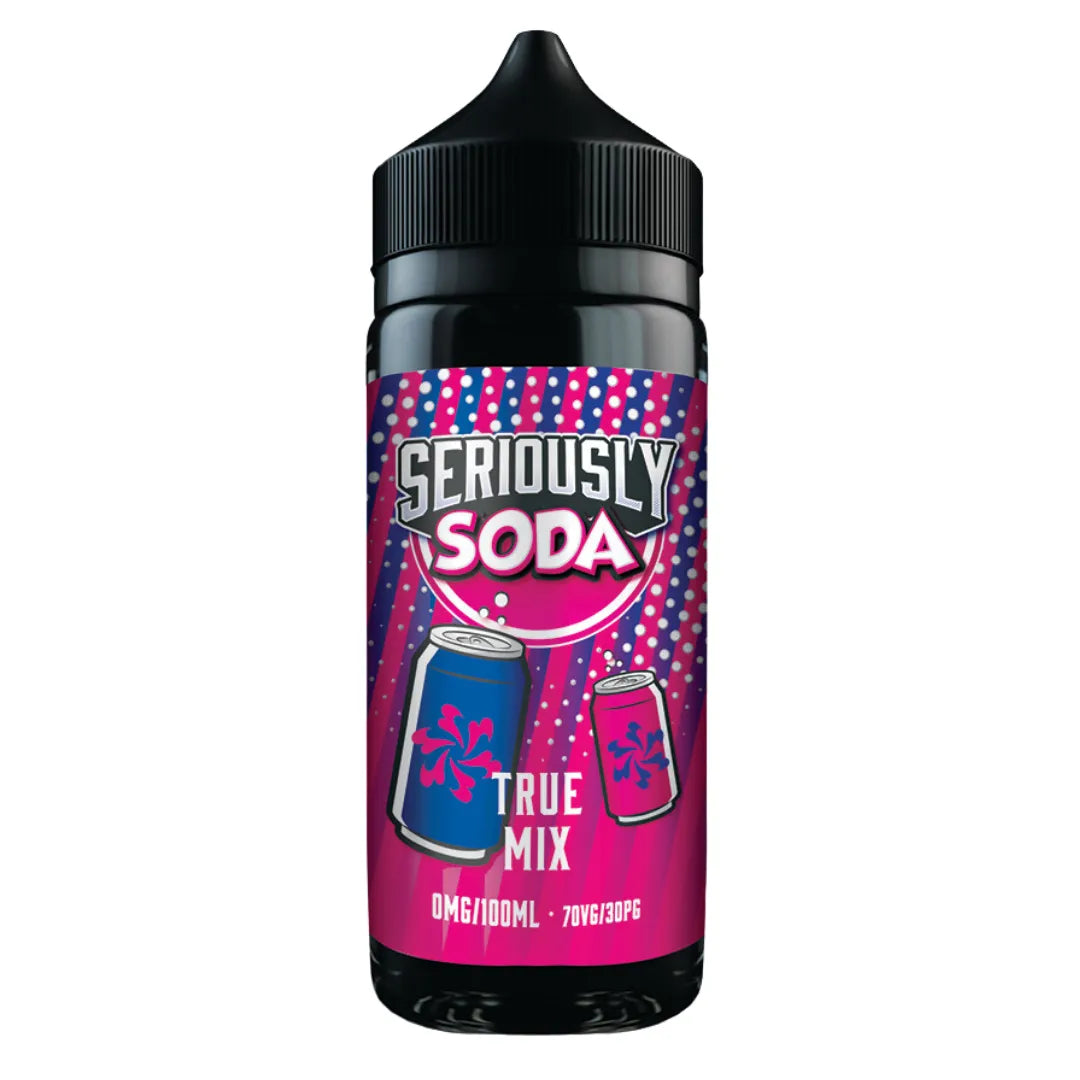 Bottle of Seriously Soda True Mix on a white background