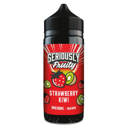Bottle of Seriously Fruity Strawberry Kiwi e-liquid on a white background
