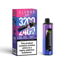 Elf Bar vape device in berry edition and packaging on a white background