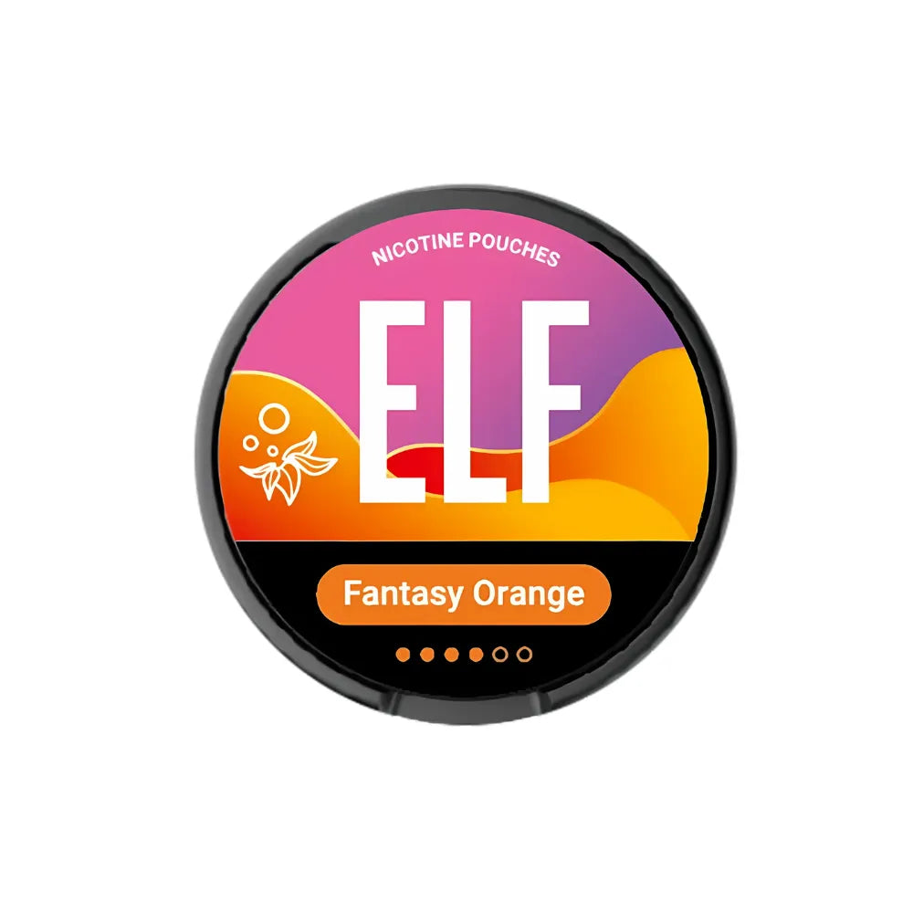 ELF nicotine pouches packaging with a pink and orange design on a white background