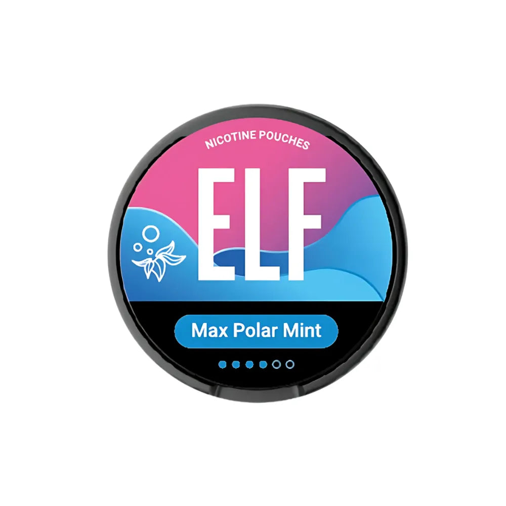 ELF nicotine pouch container with colorful label on a white background