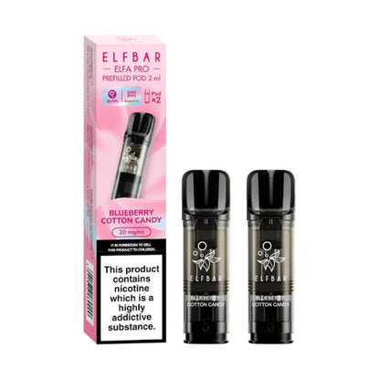 Blueberry Cloudd Elfbar Elfa Pro Prefilled Pod and packaging on a white background