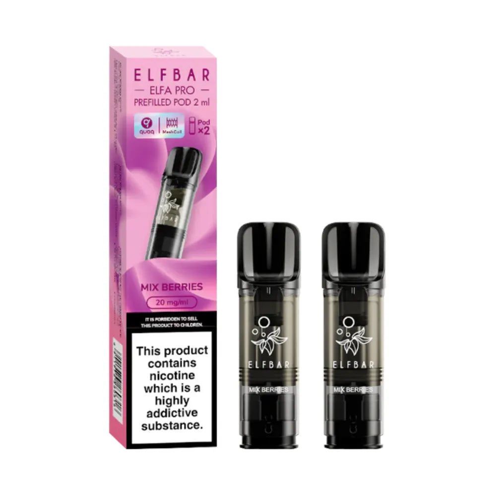 Mix Berries Elfbar Elfa Pro Prefilled Pod and packaging on a white background