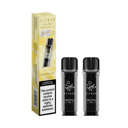 Pineapple Ice Elfbar Elfa Pro Prefilled Pod and packaging on a white background