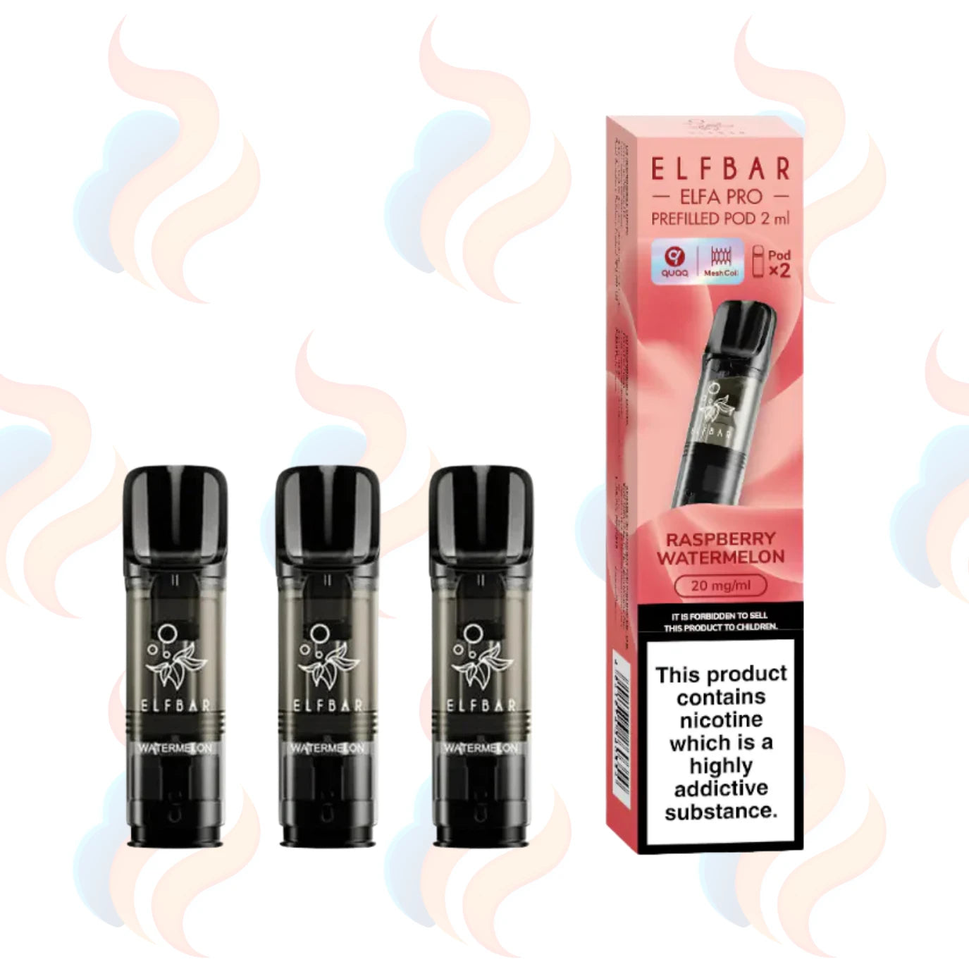Three Elfa Pro refills on a white background with UK Vape Supply Logo