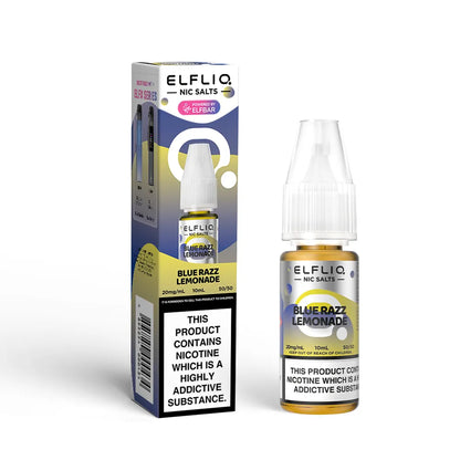 Elfliq Blue Razz Lemonade e-liquid bottle and packaging on a white background