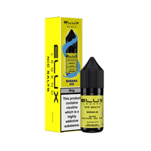 Elux Legend 5mg Nic Salts Banana Ice vape juice bottle and packaging on a white background
