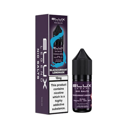 Elux Legend Nic Salts Blackcurrant Lemonade bottle and packaging on a white background