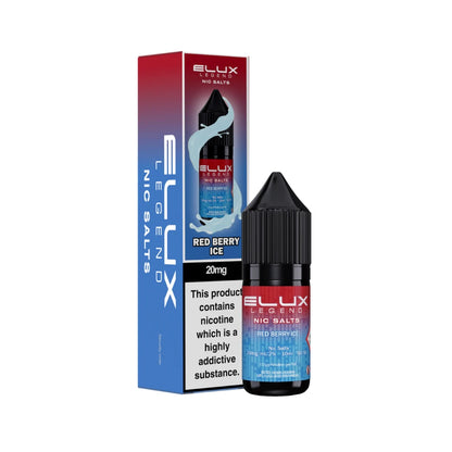 Elux Legend Nic Salts Red Berry Ice bottle and packaging on a white background