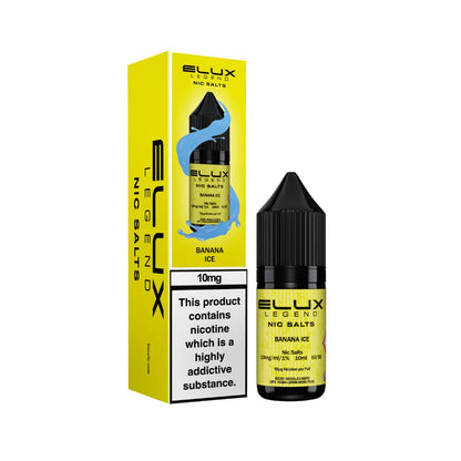 Elux Legend Nic Salts Banana Ice e-liquid bottle and packaging on a white background