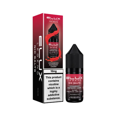 Elux Legend Nic Salts Strawberry Raspberry Cherry flavor packaging on a white background