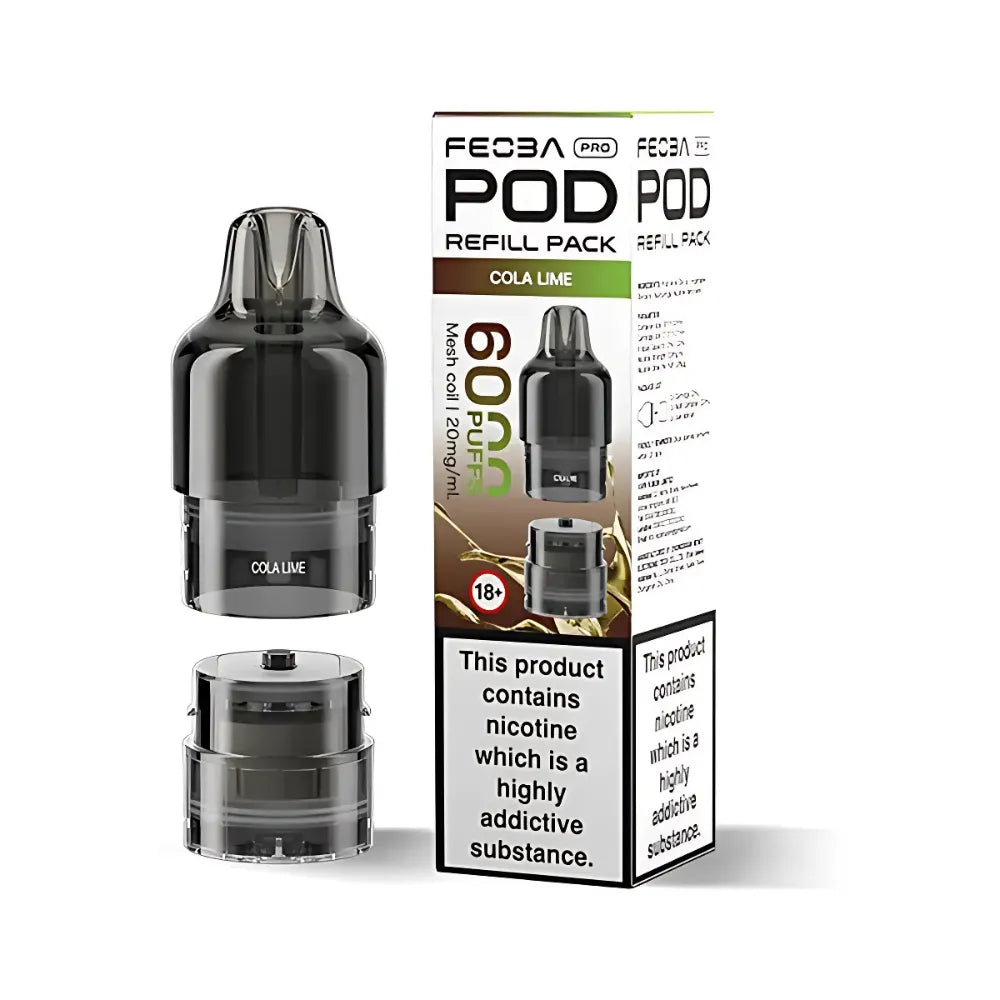 Feoba Pro 6000 packaging and prefilled pods cola lime