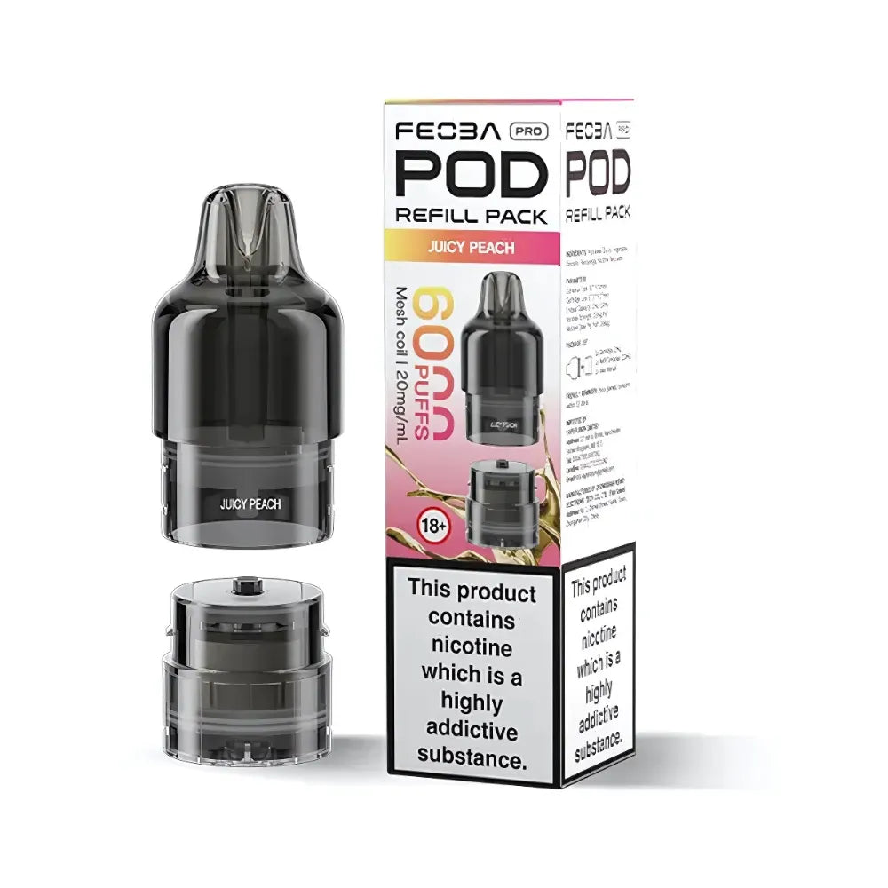 Feoba Pro 6000 packaging and prefilled pods juicy peach
