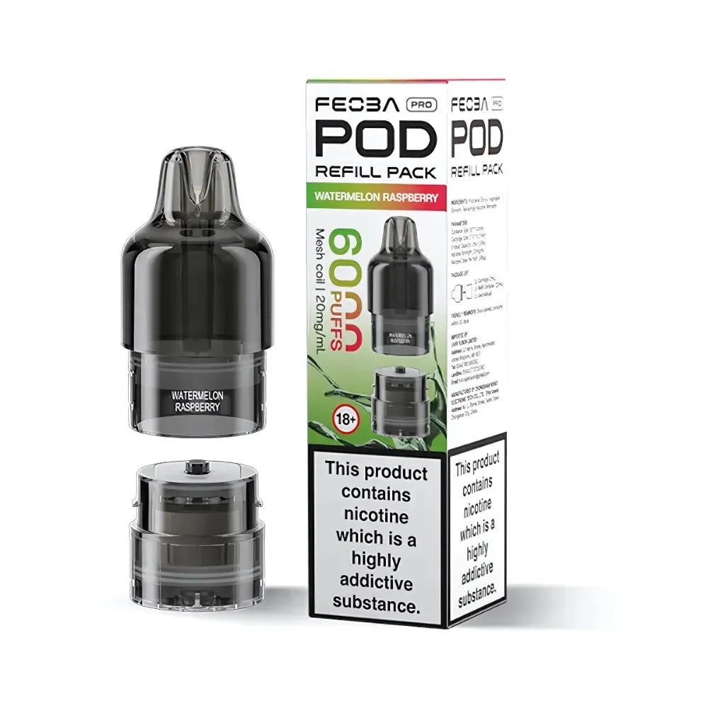 Feoba Pro 6000 packaging and prefilled pods watermelon raspberry