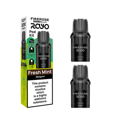 Elux Firerose Rayo refill pods in "Fresh Mint" flavour with colourful packaging on a white background