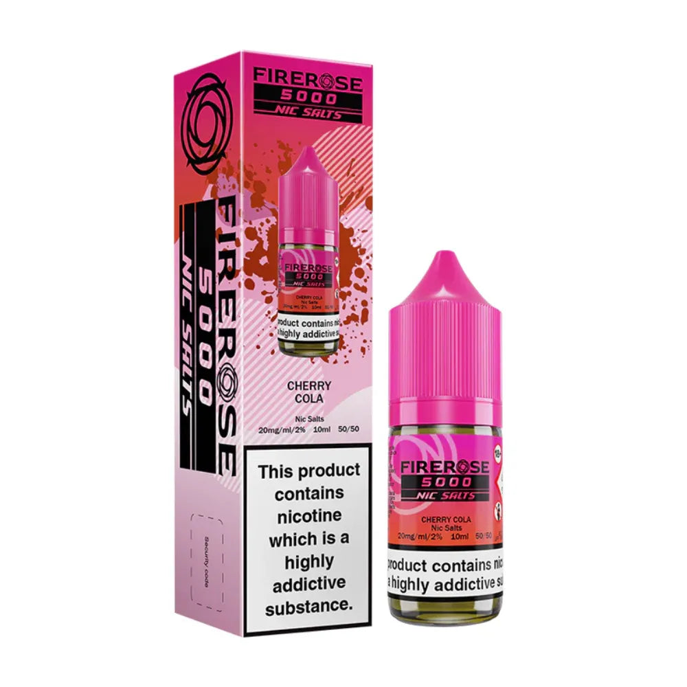 Firerose 5000 Nic Salts Cherry Cola e-liquid packaging on a white background