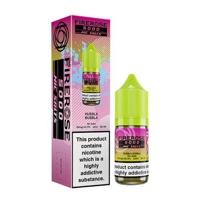 Firerose 5000 Nic Salts hubbla bubbla flavour bottle and packaging on a white background
