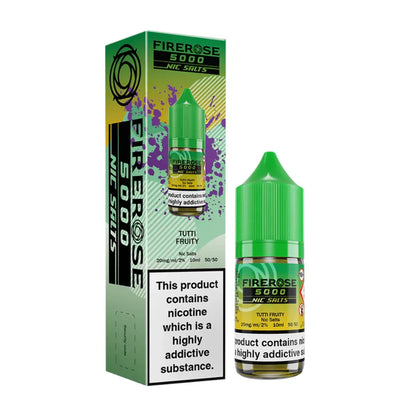 Firerose 5000 Nic Salts Tutti Fruity vape juice packaging on a white background