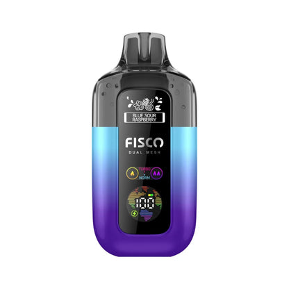 Fisco vape Blue Sour Raspberry device with gradient design on a white background