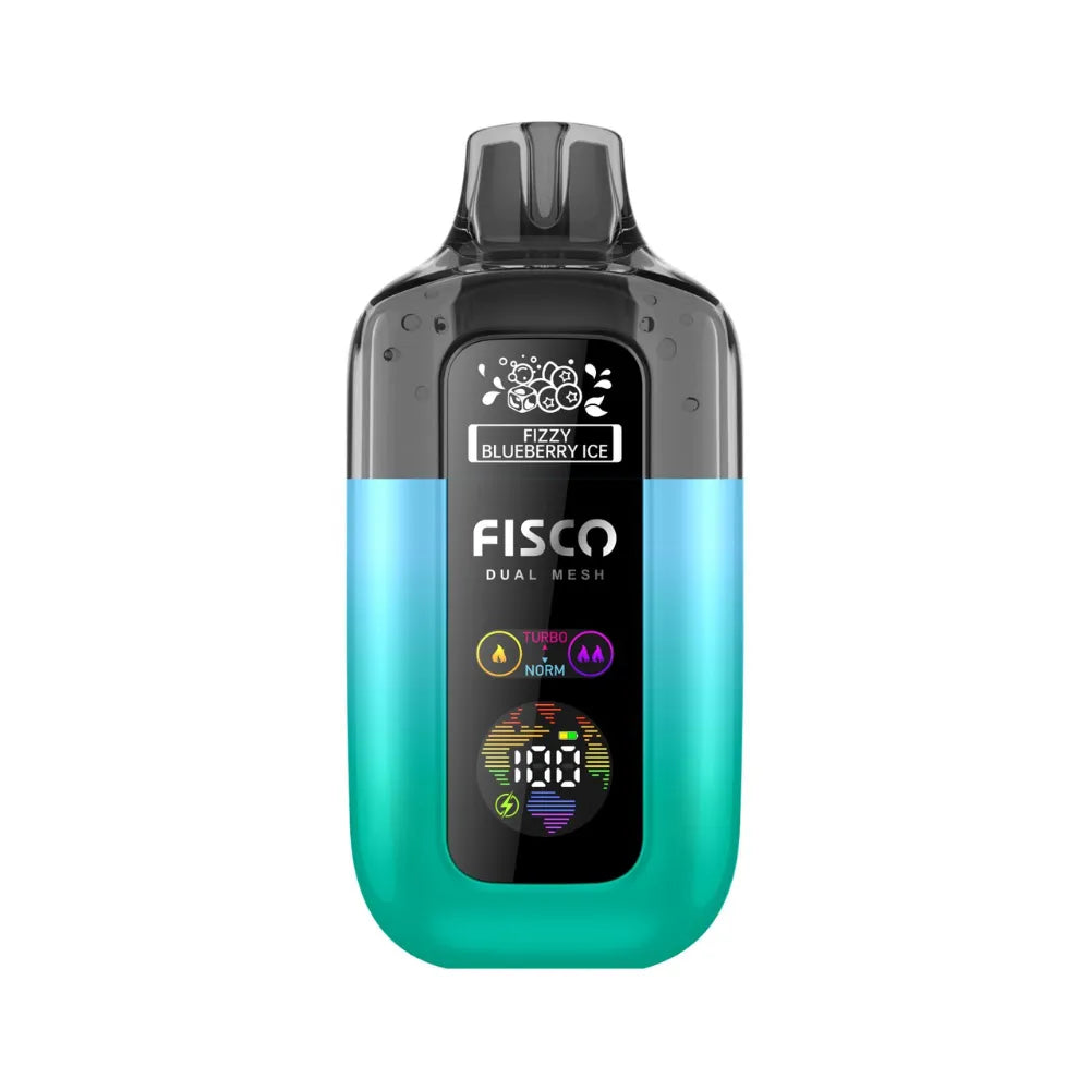 Fisco vape Fizzy Blueberry Ice device with gradient design on a white background