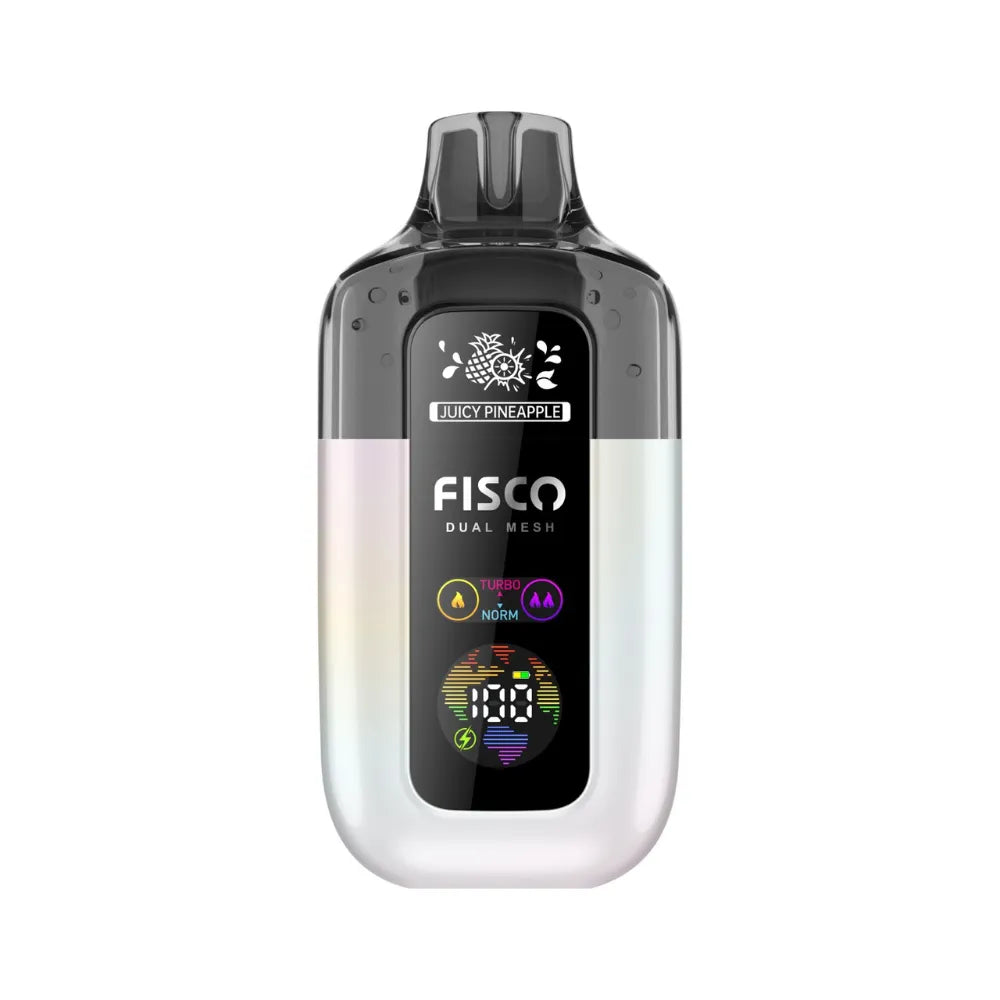 Fisco vape Juicy Pineapple device with display on a white background