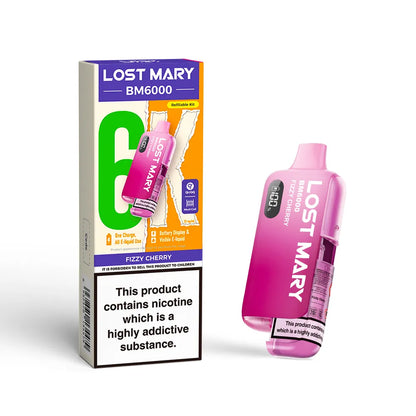 Lost Mary BM6000 vape device and packaging on a white background