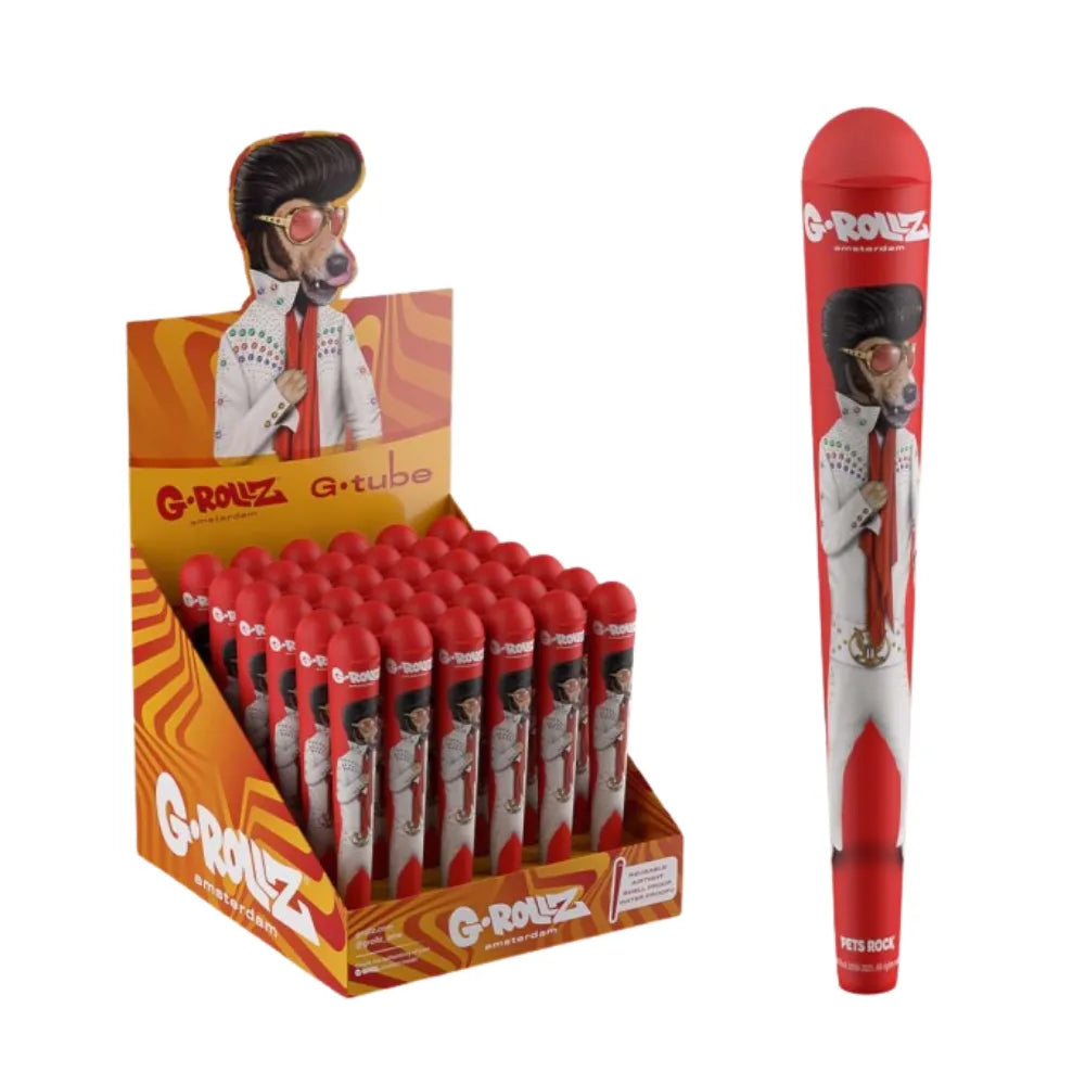 G-Rollz "G-Tube" cone holders - Pets Rock Elvis design - with packaging on a white background