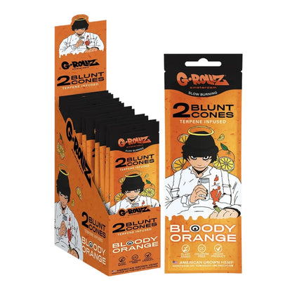 G-Rollz terpene-infused hemp cones 12-pack display box - Bloody Orange