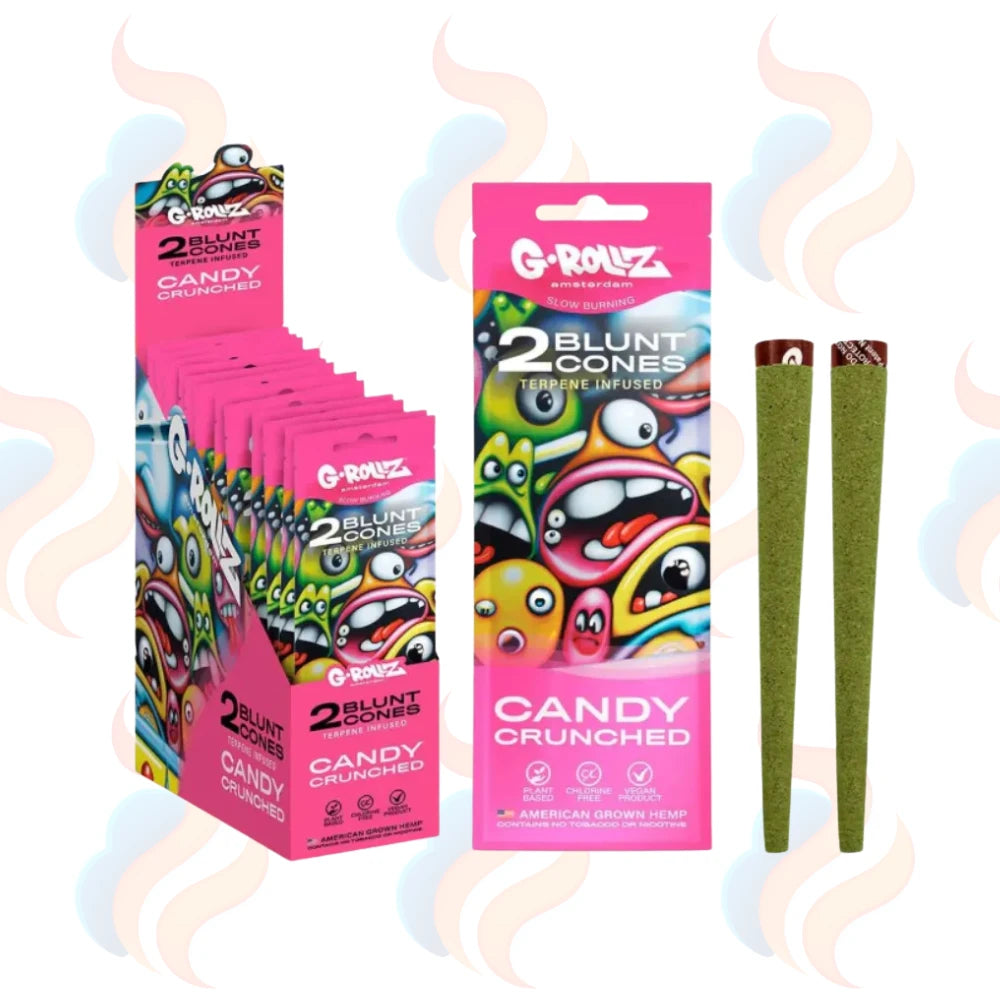 G-Rollz Terpene-Infused Hemp Cones – Pre-Rolled Flavoured Blunt Cones on a white background