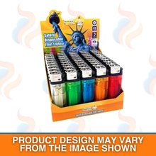 GIL safety disposable flint lighters in multiple colours in pack of 50 on a white background