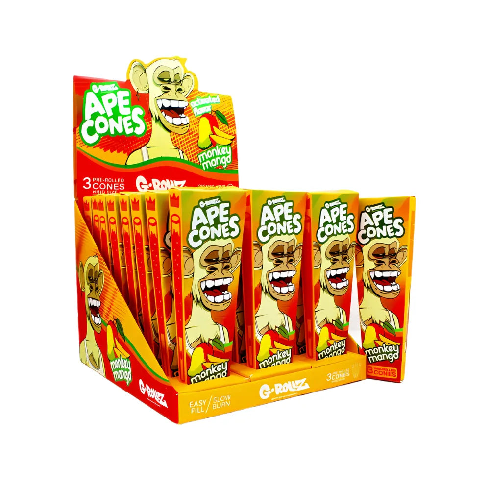 Display of G-Rollz Ape Cones - Monkey Mango flavour