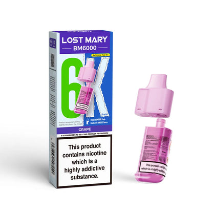 Lost Mary BM6000 refill pod cartridges on a white background
