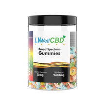 Jar of LVWell CBD Broad Spectrum fizzy mix 120 Gummies on a white background