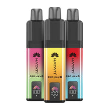 Three colorful vape devices with 'HAYV' branding on a white background