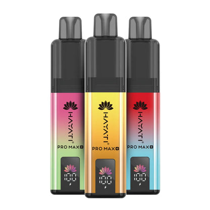 Three colorful vape devices with 'HAYV' branding on a white background