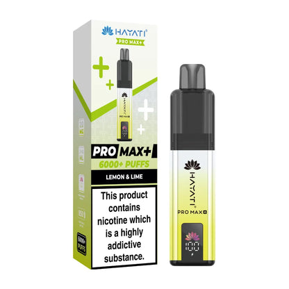 Hayati Pro Max+ vape device and packaging on a white background