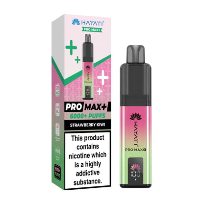 Hayati Pro Max+ vape device and packaging on a white background