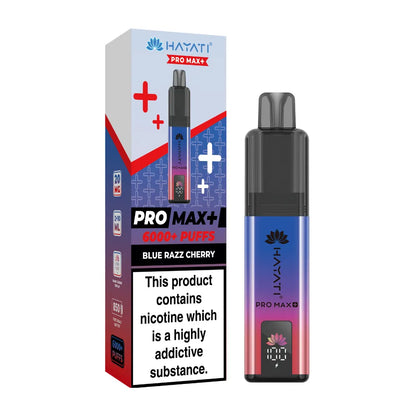 Hayati Pro Max+ vape device and packaging on a white background