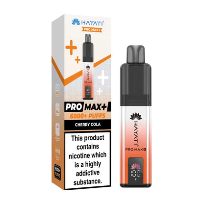 Hayati Pro Max+ vape device and packaging on a white background