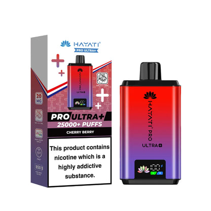 Hayati Pro Ultra+ vape device and packaging on a white background