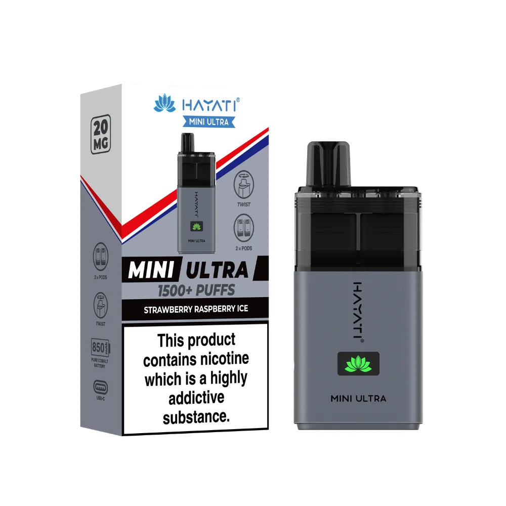 HAYATI Mini Ultra vape device and packaging on a white background