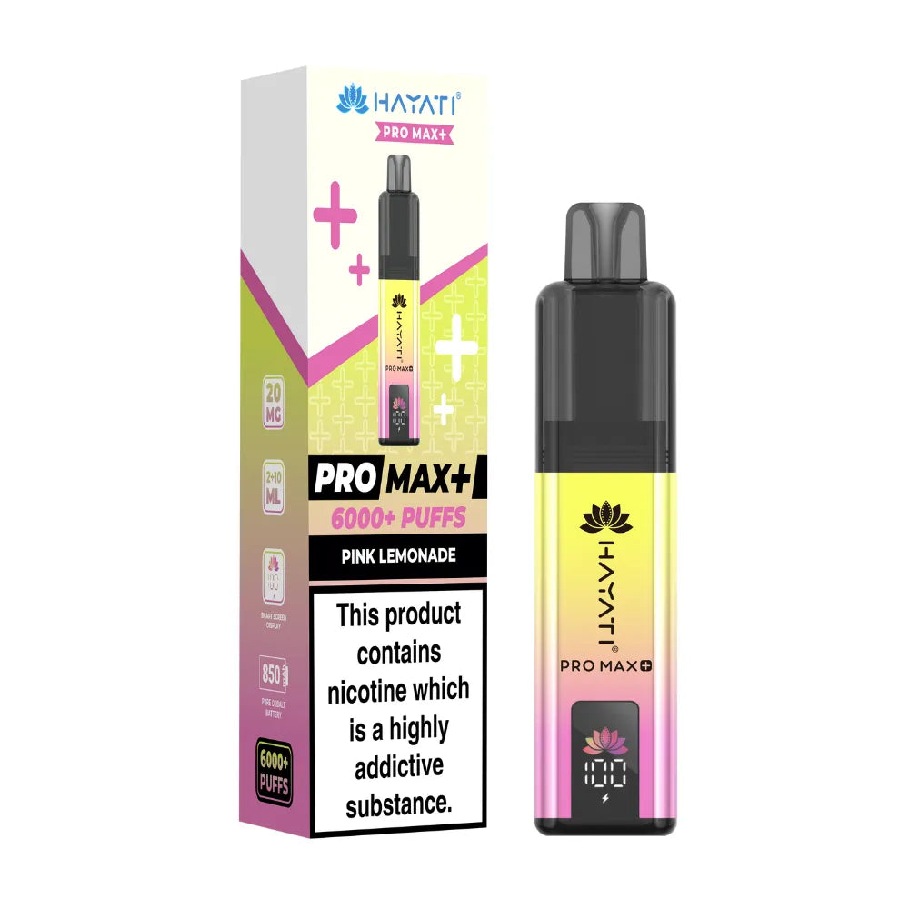 HAYATI Pro Max+ vape device and packaging on a white background
