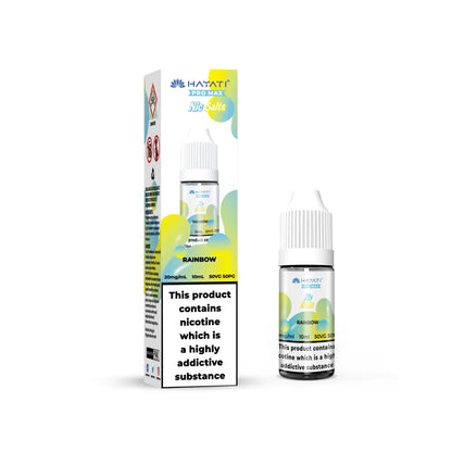 Hayati Pro Max Salts Vape juice packaging with rainbow flavor on a white background